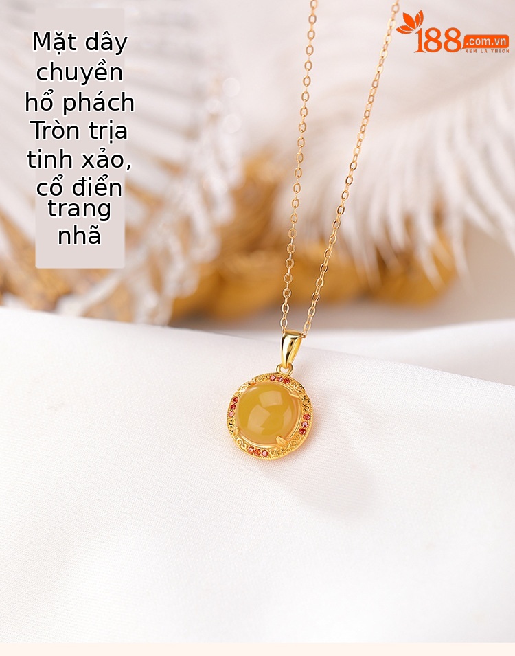 Mặt dây chuyền bạc S925 mạ vàng dát sáp ong hình tròn nhỏ nhắn — Mặt dây chuyền đơn (không có dây chuyền) chi tiết 2