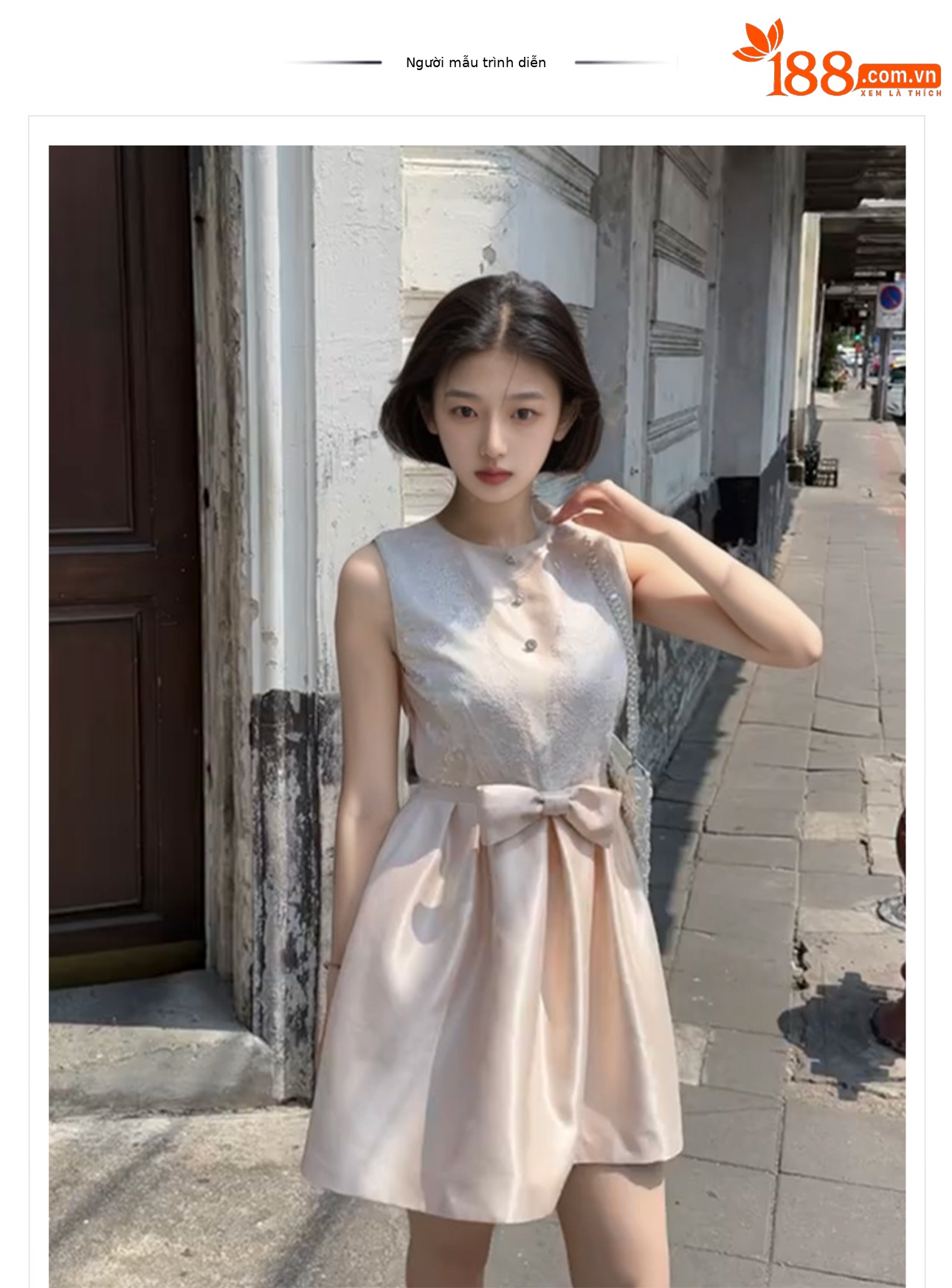 Đầm suông midi nữ phối ren vạt bất đối xứng mùa hè — Màu mơ chi tiết 1