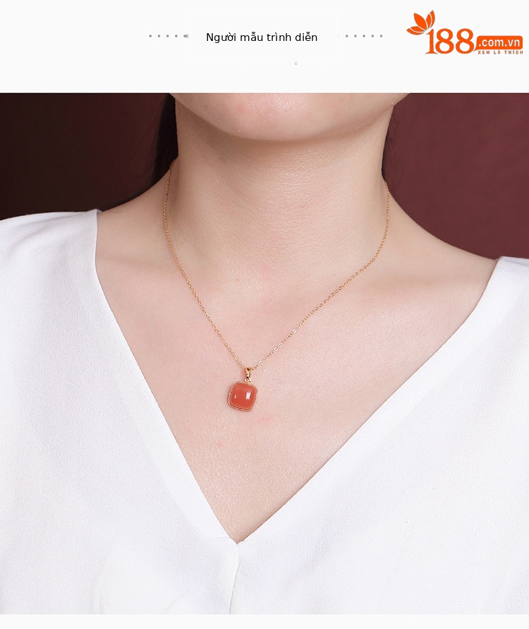 Mặt dây chuyền hình vuông bạc S925 mạ vàng họa tiết hình học — Mặt dây chuyền đơn (không có dây chuyền) chi tiết 3