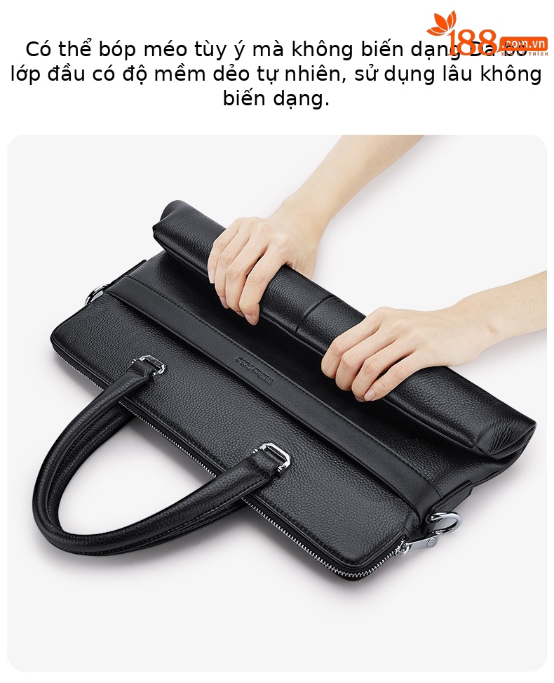 Cặp da nam nhiều ngăn đệm laptop 15 inch Emperor Paul mẫu mới 2025 – túi xách tay kiêm đeo chéo cao cấp chi tiết 4