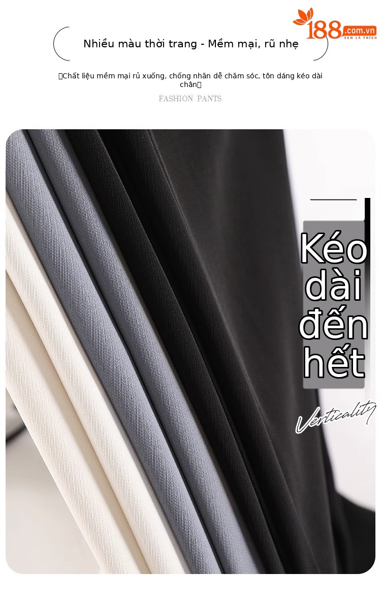 Quần tây nữ cạp cao ống đứng chất lụa băng mỏng mùa hè — Màu đen mẫu thông thường chi tiết 10