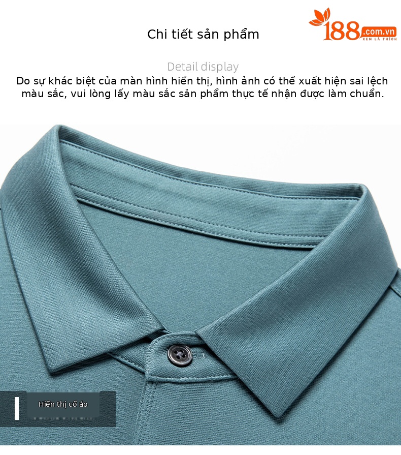 Áo polo nam cổ bẻ tay ngắn chất liệu tơ tằm mềm mịn, form thoải mái mùa hè — Màu xanh lá 25088 chi tiết 14
