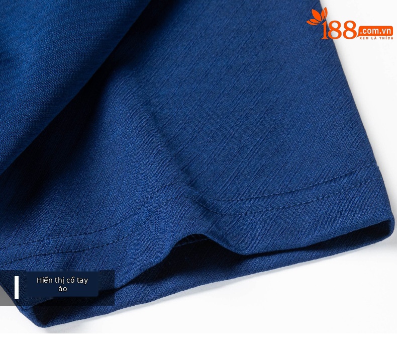 Áo polo nam tay ngắn cổ bẻ chất liệu dâu tằm mềm mịn — Màu xanh đậm 25081 chi tiết 14