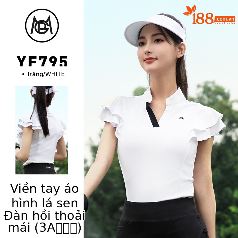 YF795 áo trắng [3A kháng khuẩn/viền tay lá sen/hút ẩm thoát mồ hôi]