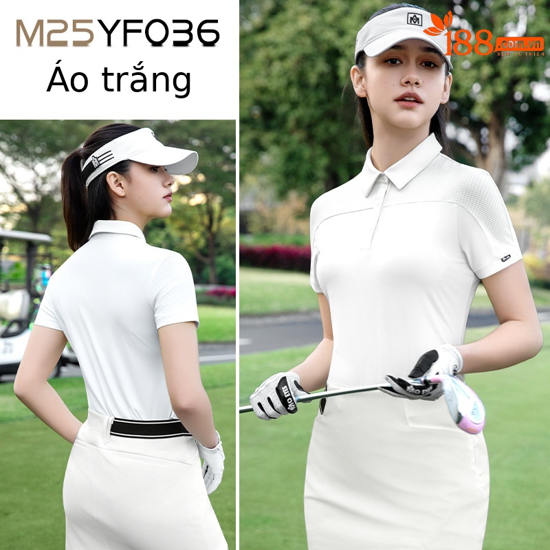 Áo trắng [lưới thoáng khí tay vai/vải mát nhẹ/eo thon gọn] M25YF036