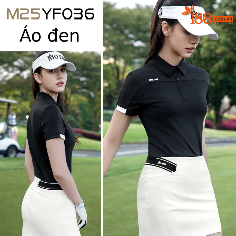 Áo đen [lưới thoáng khí tay vai/vải mát nhẹ/eo thon gọn] M25YF036