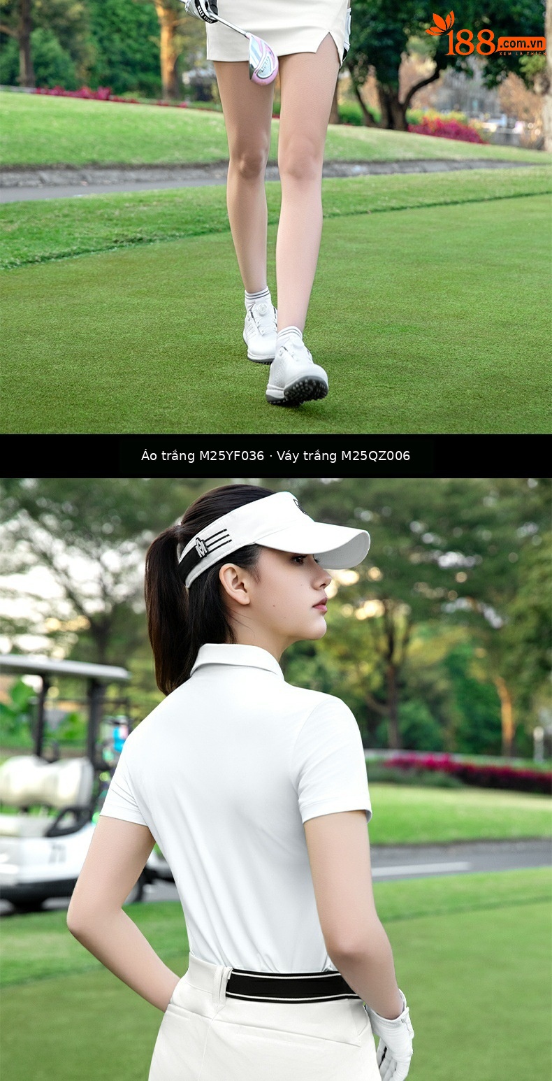 Áo thun golf nữ tay ngắn phối váy ngắn thể thao — Áo trắng [lưới thoáng khí tay vai/vải mát nhẹ/eo thon gọn] M25YF036, Áo đen [lưới thoáng khí tay vai/vải mát nhẹ/eo thon gọn] M25YF036, Áo màu ngỗng sữa [lưới thoáng khí tay vai/vải mát nhẹ/eo thon gọn] M25YF036 chi tiết 12