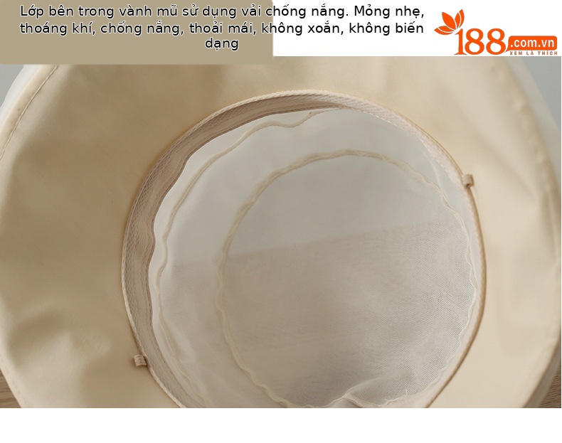 Mũ rộng vành nữ lụa tơ tằm thoáng khí chống nắng họa tiết cắt hoa kỹ thuật số — Màu xám chi tiết 5