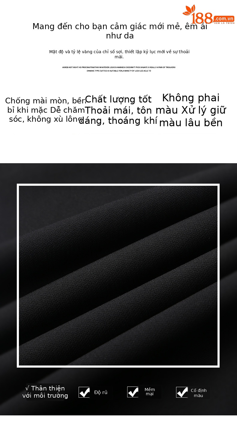 Quần ống loe nữ cạp cao dáng suông vải suit mềm mại — Màu đen-mẫu thông thường (157-162cm) chi tiết 3