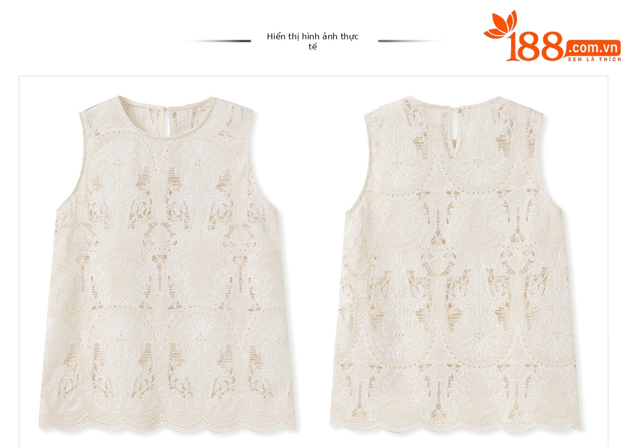Áo vest gile phong cách Trung Hoa mới, thiết kế ren rỗng, phối ren, mẫu ZX N3003 — Màu trắng be chi tiết 8