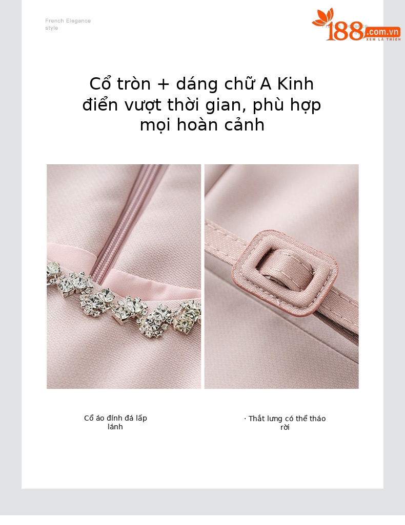 Đầm ôm body nữ thắt eo đính kim cương cao cấp — Màu đen chi tiết 5