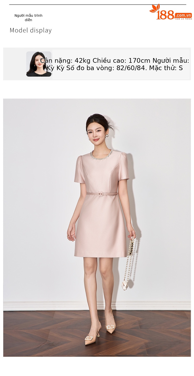 Đầm ôm body nữ thắt eo đính kim cương cao cấp — Màu đen chi tiết 6