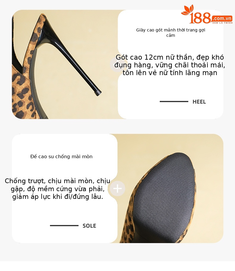 Giày cao gót nữ mũi nhọn miệng cá da lộn đế chống thấm — màu đen nhung chi tiết 3