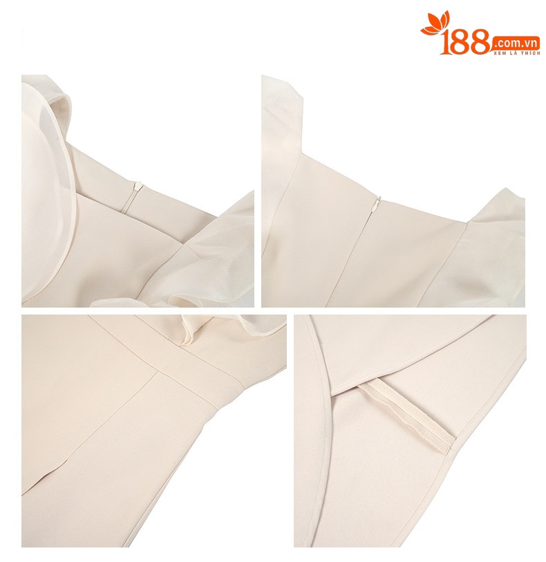 Váy mini nữ thắt eo kiểu Pháp không đối xứng — Màu mơ chi tiết 1
