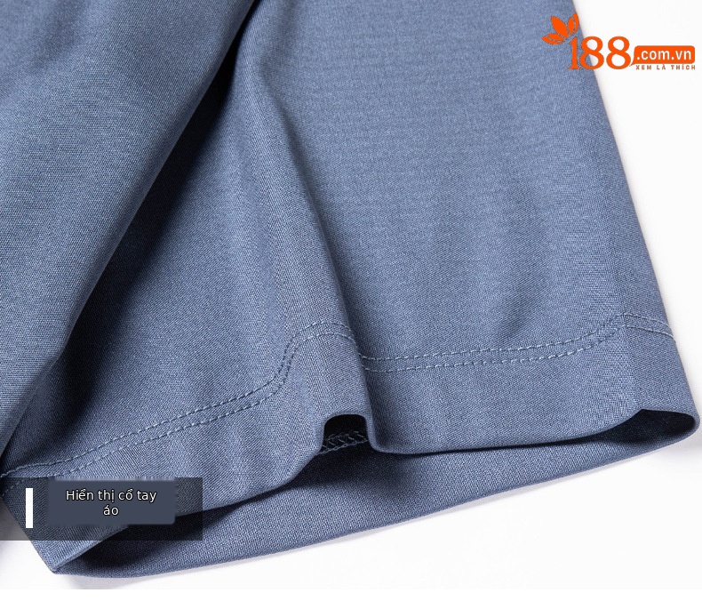 Áo polo nam tay ngắn lụa tơ tằm cao cấp — Màu xanh 25089 chi tiết 20