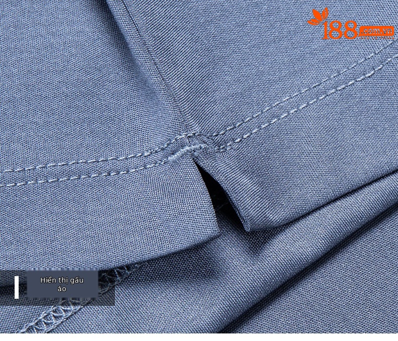 Áo polo nam tay ngắn lụa tơ tằm cao cấp — Màu xanh 25089 chi tiết 21