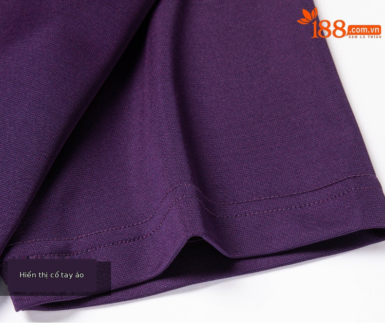 Áo polo nam tay ngắn lụa dâu tằm mỏng nhẹ, không đường may, form tay lỡ thoải mái — Màu xanh lam 25087 chi tiết 17