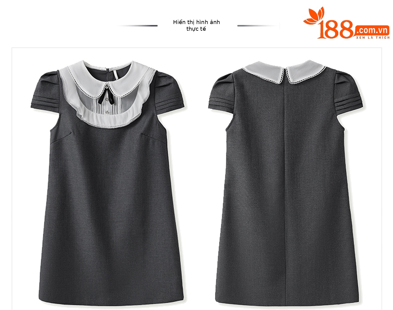 Đầm suông nữ cổ búp bê tay ngắn thanh lịch mùa hè N3045 — xám chi tiết 4