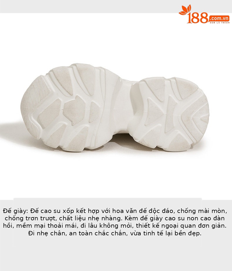 Giày sneaker nữ đế dày chunky phong cách thể thao, tăng chiều cao, đế cao 8 cm — Trắng, Bạc chi tiết 7