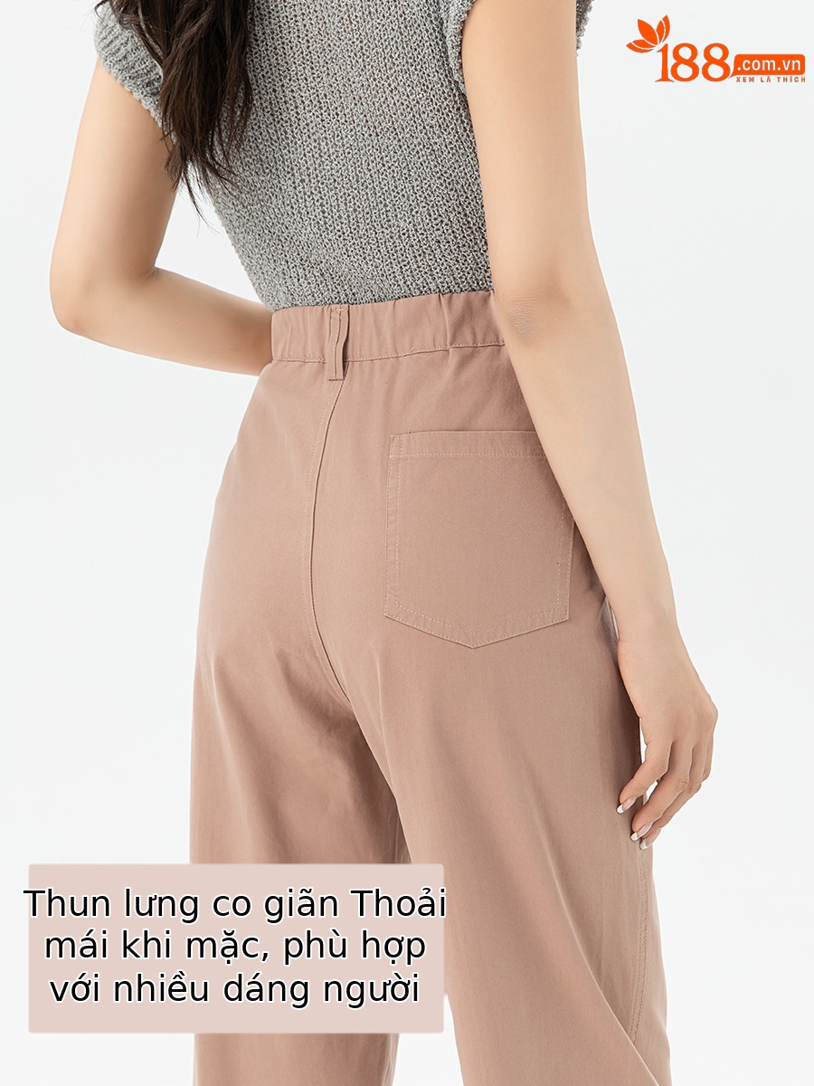 Quần harem nữ ống rộng cạp cao co giãn dáng 9 phân — Màu hồng củ sen