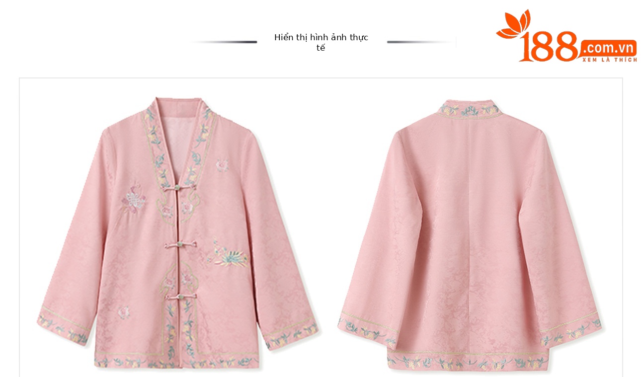 Bộ đầm cổ yếm ren thêu hoa phong cách Trung Hoa tay ngắn hai mảnh (kèm áo khoác ren) — váy trơn, áo khoác chi tiết 4