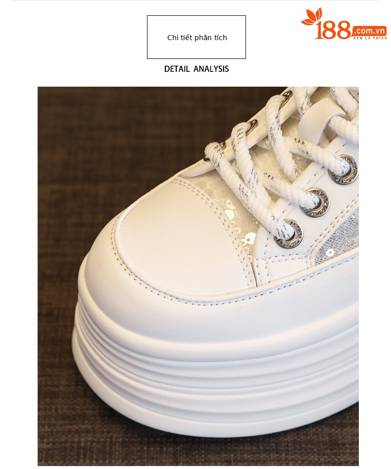 Giày sneaker nữ đế dày lót lưới thoáng khí phối sequin trắng dễ phối đồ — Màu đen chi tiết 7