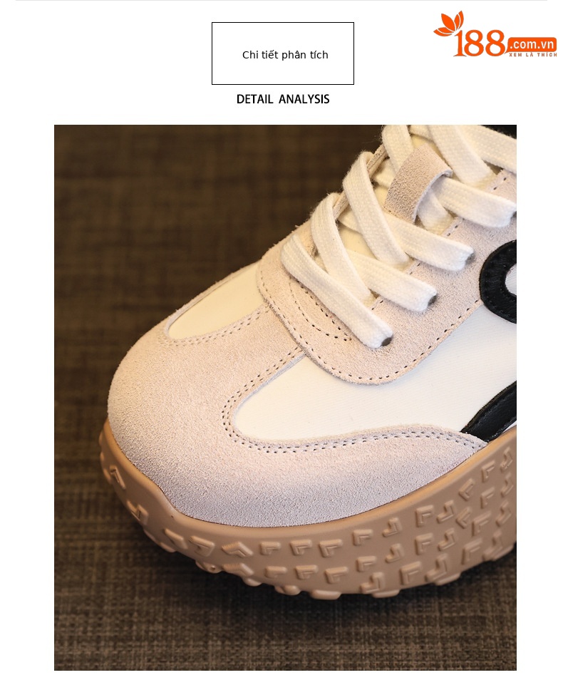Giày sneaker nữ đế dày tăng chiều cao phong cách cổ điển — Màu hồng chi tiết 6