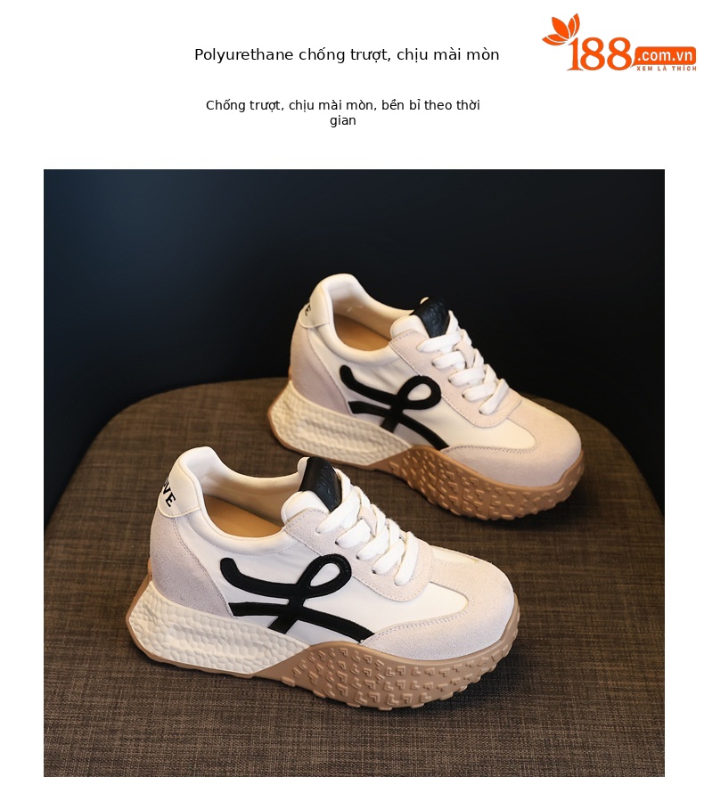 Giày sneaker nữ đế dày tăng chiều cao phong cách cổ điển — Màu hồng chi tiết 8