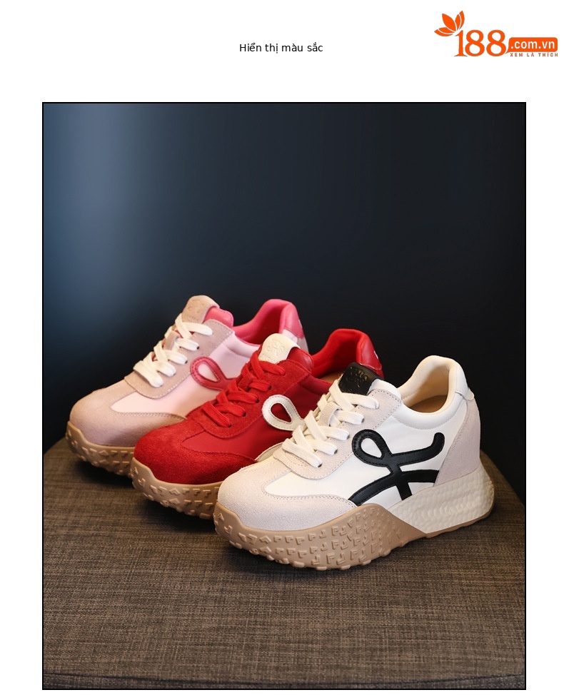 Giày sneaker nữ đế dày tăng chiều cao phong cách cổ điển — Màu hồng chi tiết 16