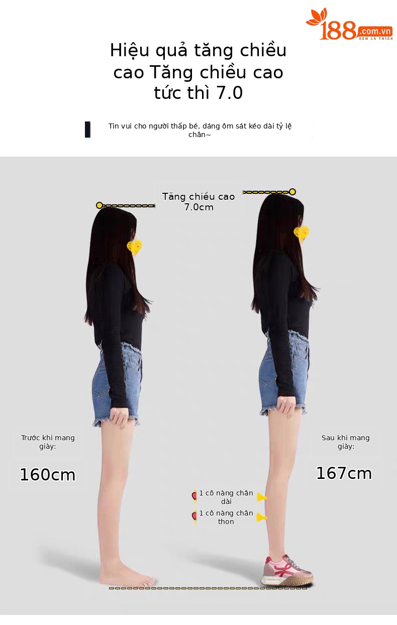 Giày sneaker nữ đế dày tăng chiều cao phong cách cổ điển — Màu hồng chi tiết 3