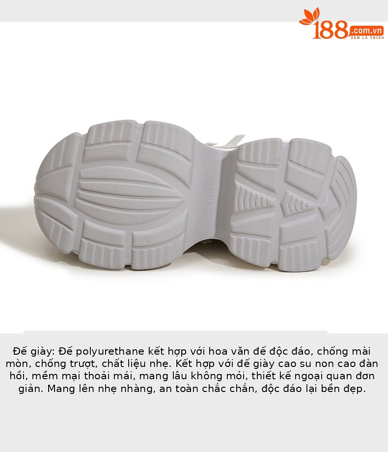Giày sneaker nữ chunky đế dày lưới thoáng khí mùa hè — Trắng, Xám chi tiết 7