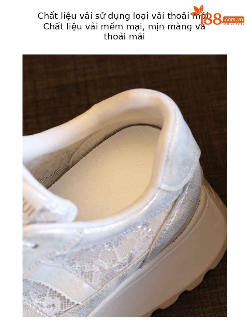 Giày sneaker nữ chunky đế dày lưới thoáng khí tăng chiều cao phong cách cổ điển — màu be chi tiết 8