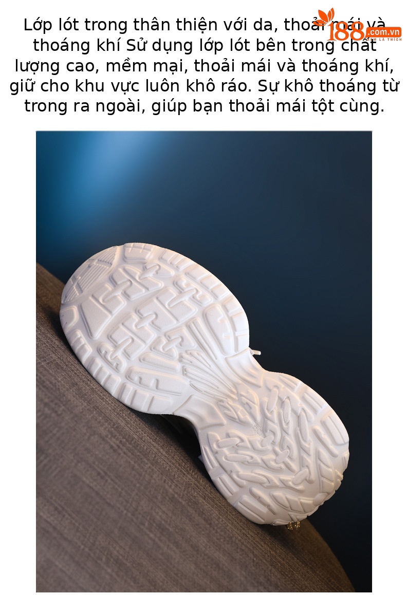 Giày sneaker nữ đế dày chunky mặt lưới thoáng khí, tăng chiều cao bên trong, đính đá rhinestone thời trang — Màu be chi tiết 9