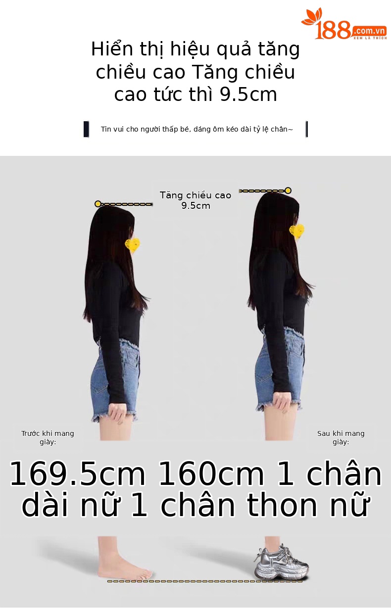 Giày sneaker nữ đế dày chunky mặt lưới thoáng khí, tăng chiều cao bên trong, đính đá rhinestone thời trang — Màu be chi tiết 4
