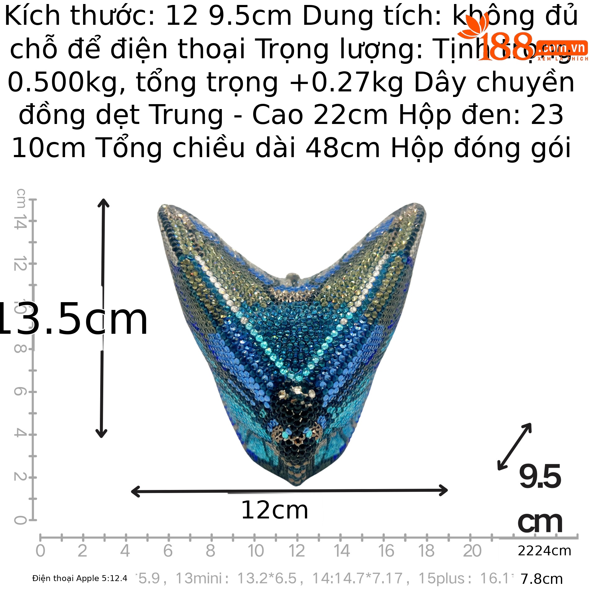 Túi clutch nữ đính pha lê hình bướm dạ hội sang trọng — màu đỏ hồng, màu đen, Màu xanh đầy màu sắc, Màu tím đầy màu sắc chi tiết 1
