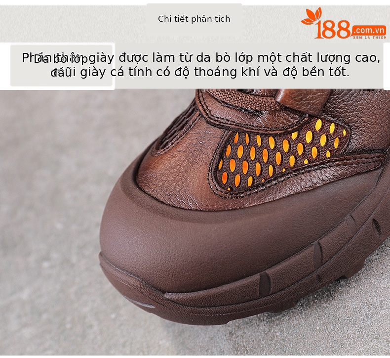 Boot Martin da bò cổ ngắn phong cách Anh cổ điển cho nữ — Màu nâu chi tiết 4