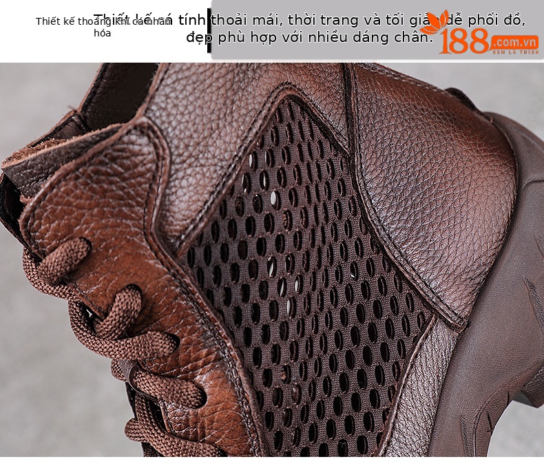 Boot Martin da bò cổ ngắn phong cách Anh cổ điển cho nữ — Màu nâu chi tiết 5
