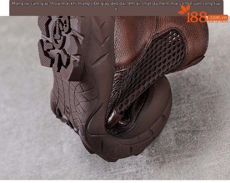 Boot Martin da bò cổ ngắn phong cách Anh cổ điển cho nữ — Màu nâu chi tiết 8