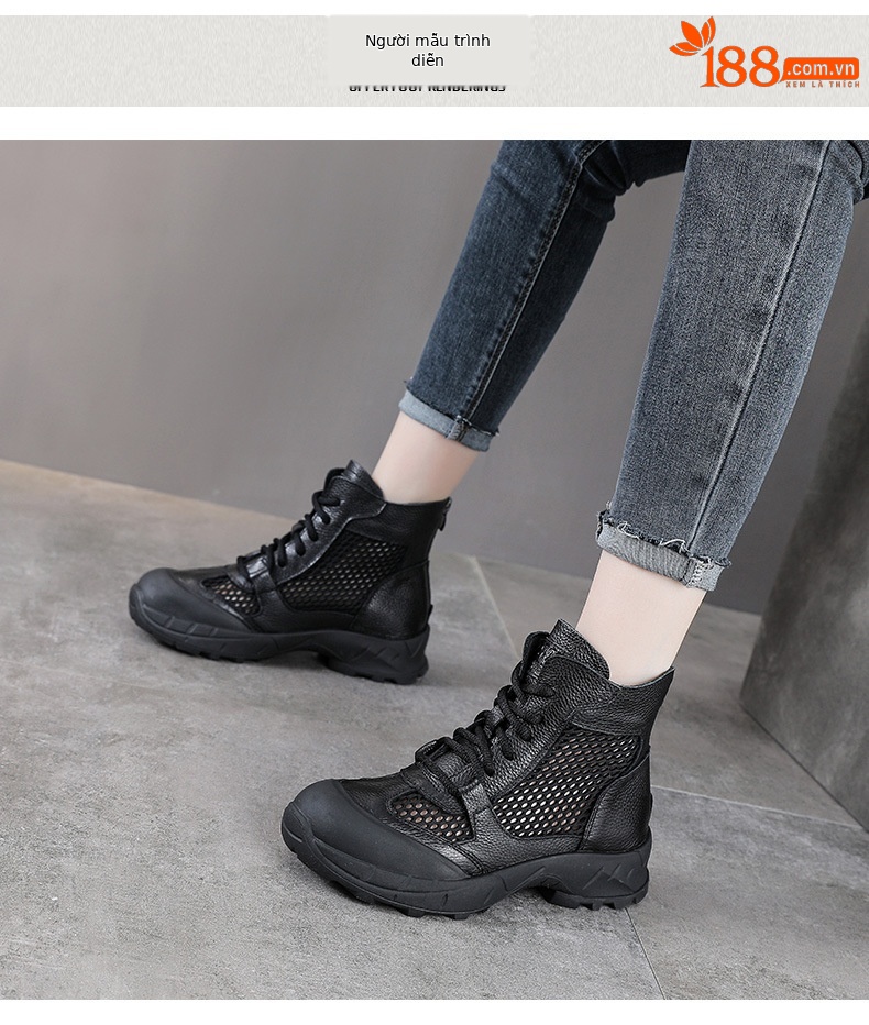 Boot Martin da bò cổ ngắn phong cách Anh cổ điển cho nữ — Màu nâu chi tiết 9