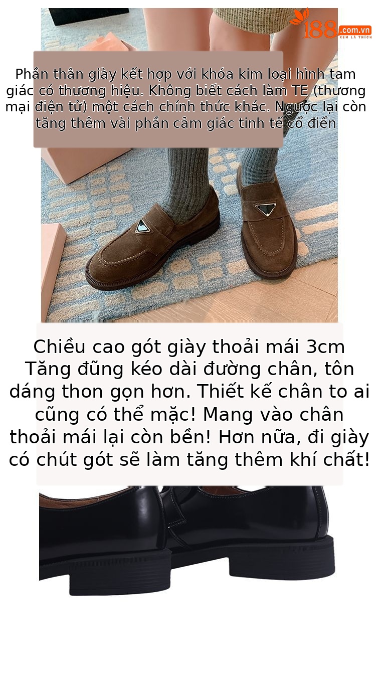 Giày lười nữ mũi tròn một chân miệng sâu gót thấp da lộn thời trang — Màu nâu, Màu đen, Màu mơ chi tiết 7