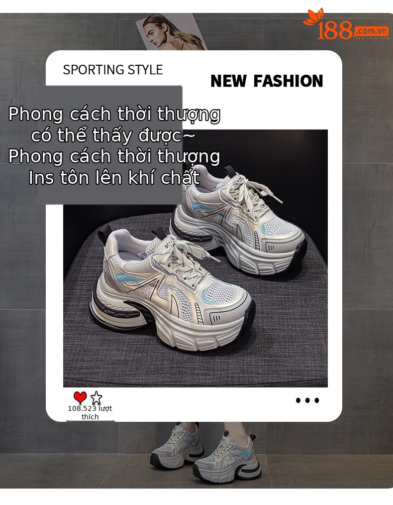 Giày sneaker nữ đế dày tăng chiều cao lưới thoáng khí phong cách dad shoes mùa hè 2026 — Mạng kép màu tím M2821, Mạng đôi màu vàng M2821, M2821-1 màu tím xuyên lưới, M2821-1 màu vàng xuyên qua lưới chi tiết 3