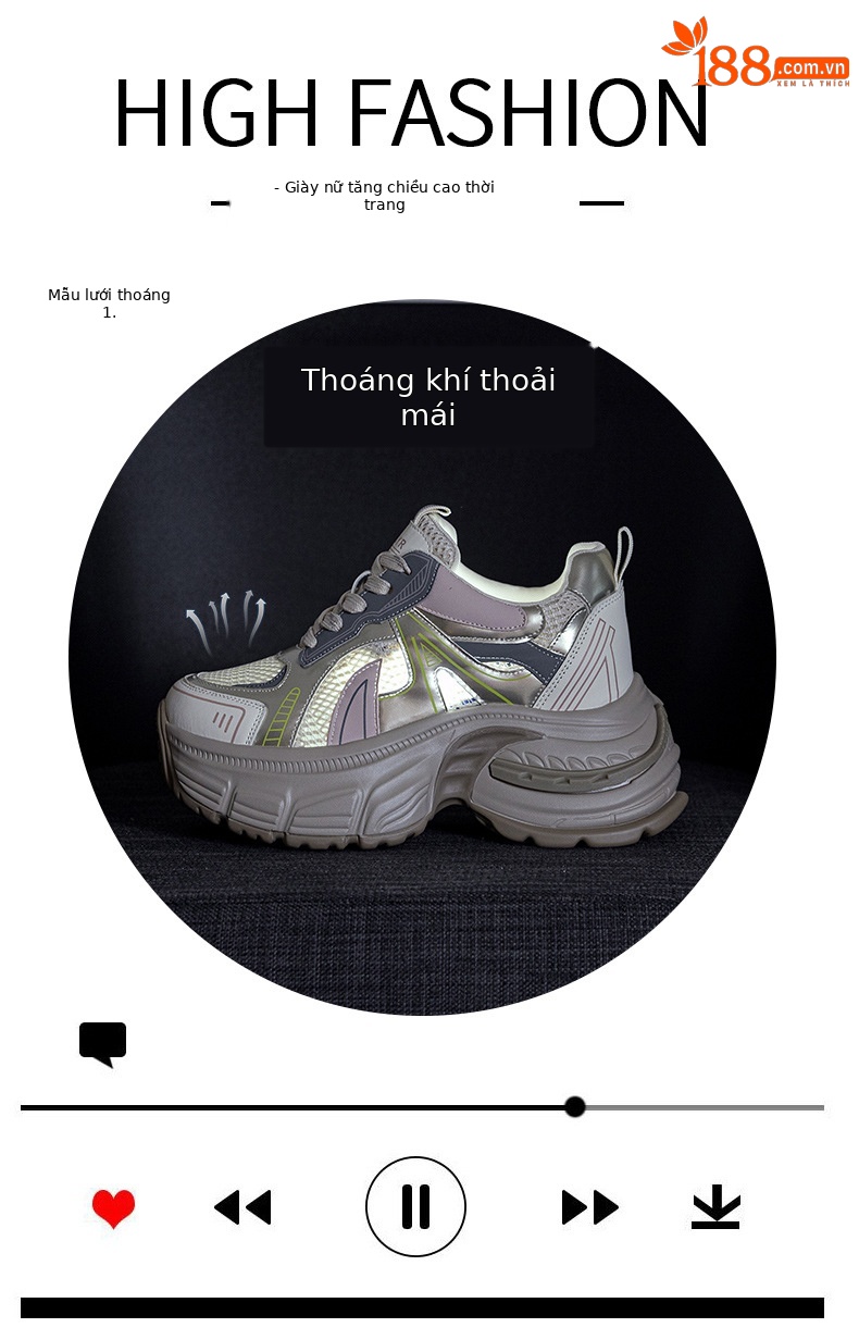 Giày sneaker nữ đế dày tăng chiều cao lưới thoáng khí phong cách dad shoes mùa hè 2026 — Mạng kép màu tím M2821, Mạng đôi màu vàng M2821, M2821-1 màu tím xuyên lưới, M2821-1 màu vàng xuyên qua lưới chi tiết 5