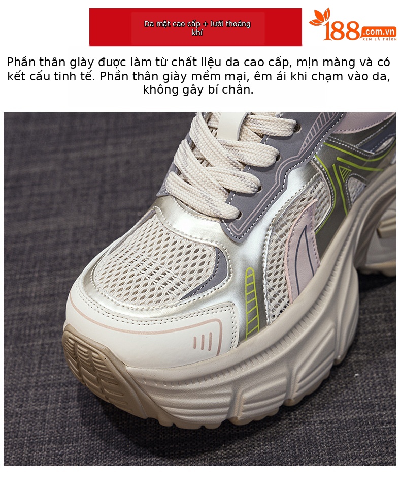 Giày sneaker nữ đế dày tăng chiều cao lưới thoáng khí phong cách dad shoes mùa hè 2026 — Mạng kép màu tím M2821, Mạng đôi màu vàng M2821, M2821-1 màu tím xuyên lưới, M2821-1 màu vàng xuyên qua lưới chi tiết 8