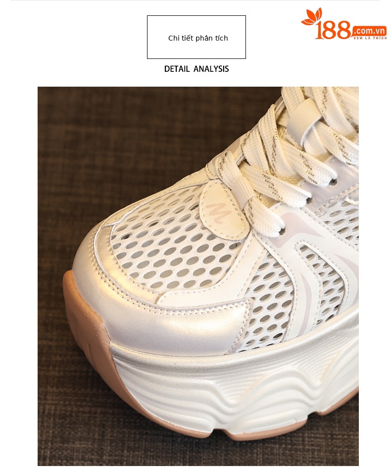 Giày sneaker chunky nữ đế dày tăng chiều cao lưới thoáng khí — Màu mơ chi tiết 7
