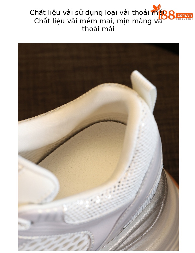 Giày sneaker chunky nữ đế dày tăng chiều cao lưới thoáng khí — Màu mơ chi tiết 8