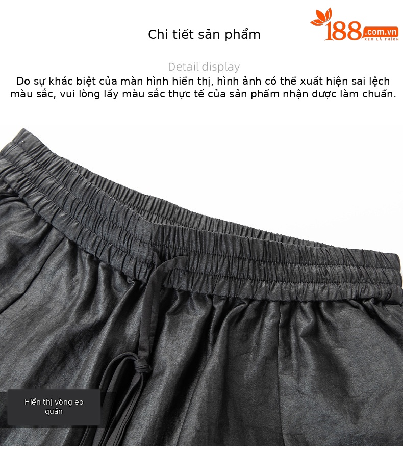 Quần đùi lụa tơ tằm nam cạp chun dáng 5 phân kiểu Trung Quốc mùa hè — Màu đen 25159 chi tiết 11