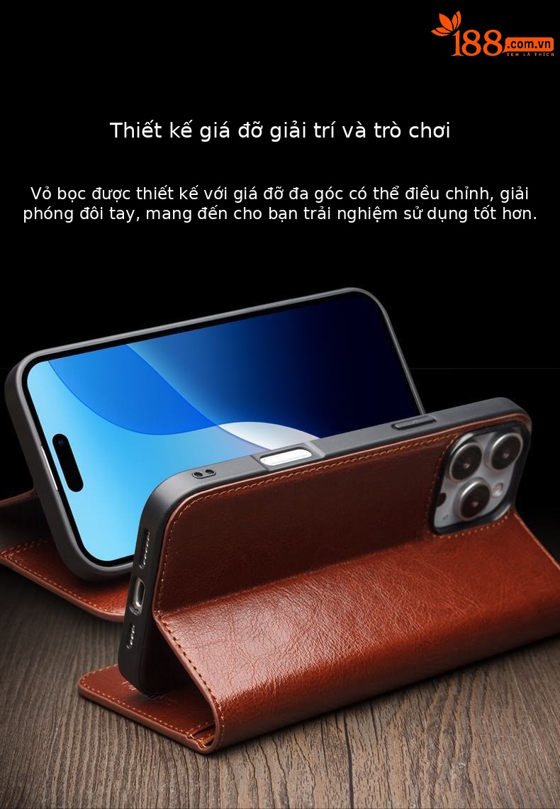 Ốp điện thoại di động iPhone 16epromax dùng cho Qiaili, giá đỡ nắp gập Apple da thật, bao toàn bộ, bao bảo vệ, thẻ — IPhone16 pro max kiểu cổ điển màu nâu, IPhone16 pro max mẫu cổ điển màu đen, IPhone16 pro màu nâu cổ điển, IPhone16 pro màu đen cổ điển chi tiết 6