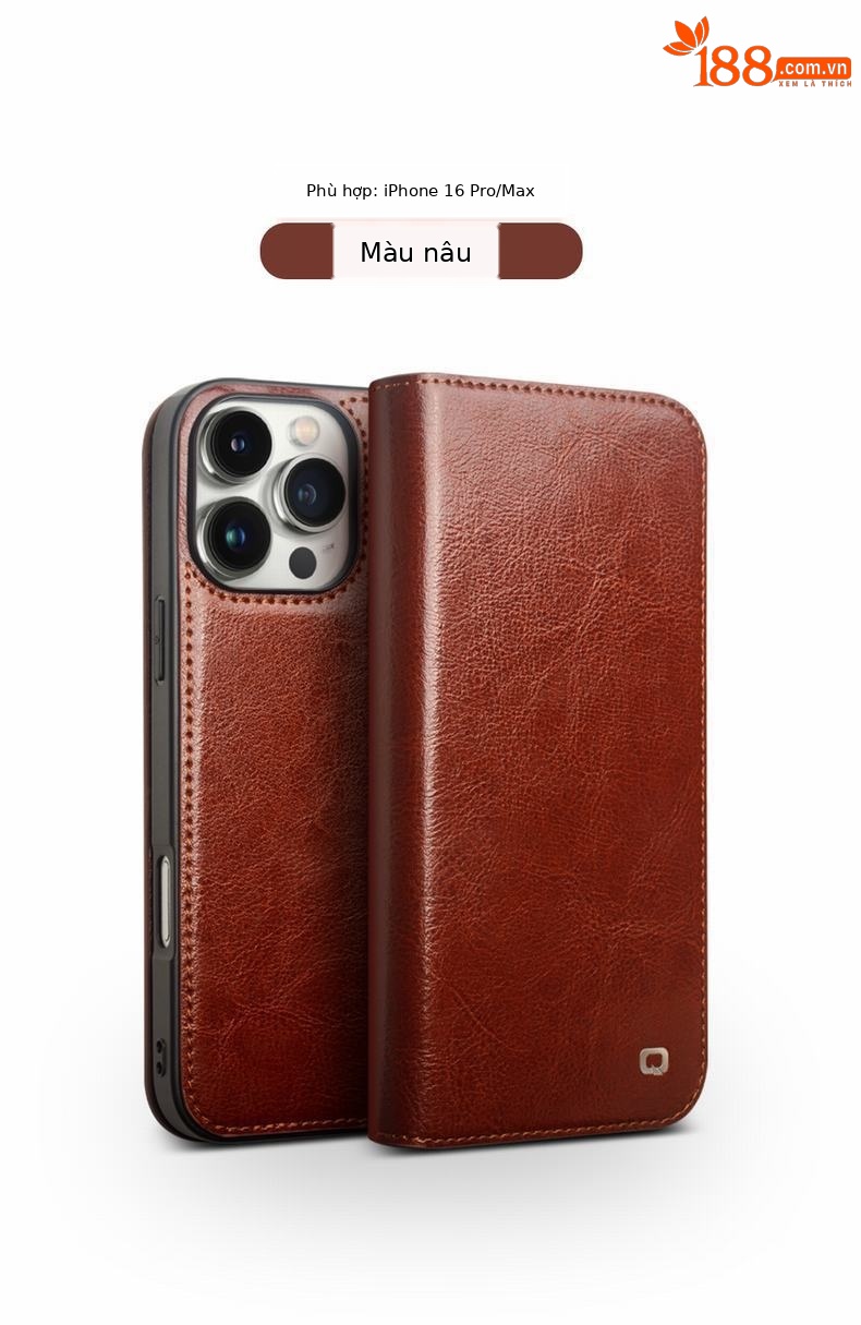 Ốp điện thoại di động iPhone 16epromax dùng cho Qiaili, giá đỡ nắp gập Apple da thật, bao toàn bộ, bao bảo vệ, thẻ — IPhone16 pro max kiểu cổ điển màu nâu, IPhone16 pro max mẫu cổ điển màu đen, IPhone16 pro màu nâu cổ điển, IPhone16 pro màu đen cổ điển chi tiết 9
