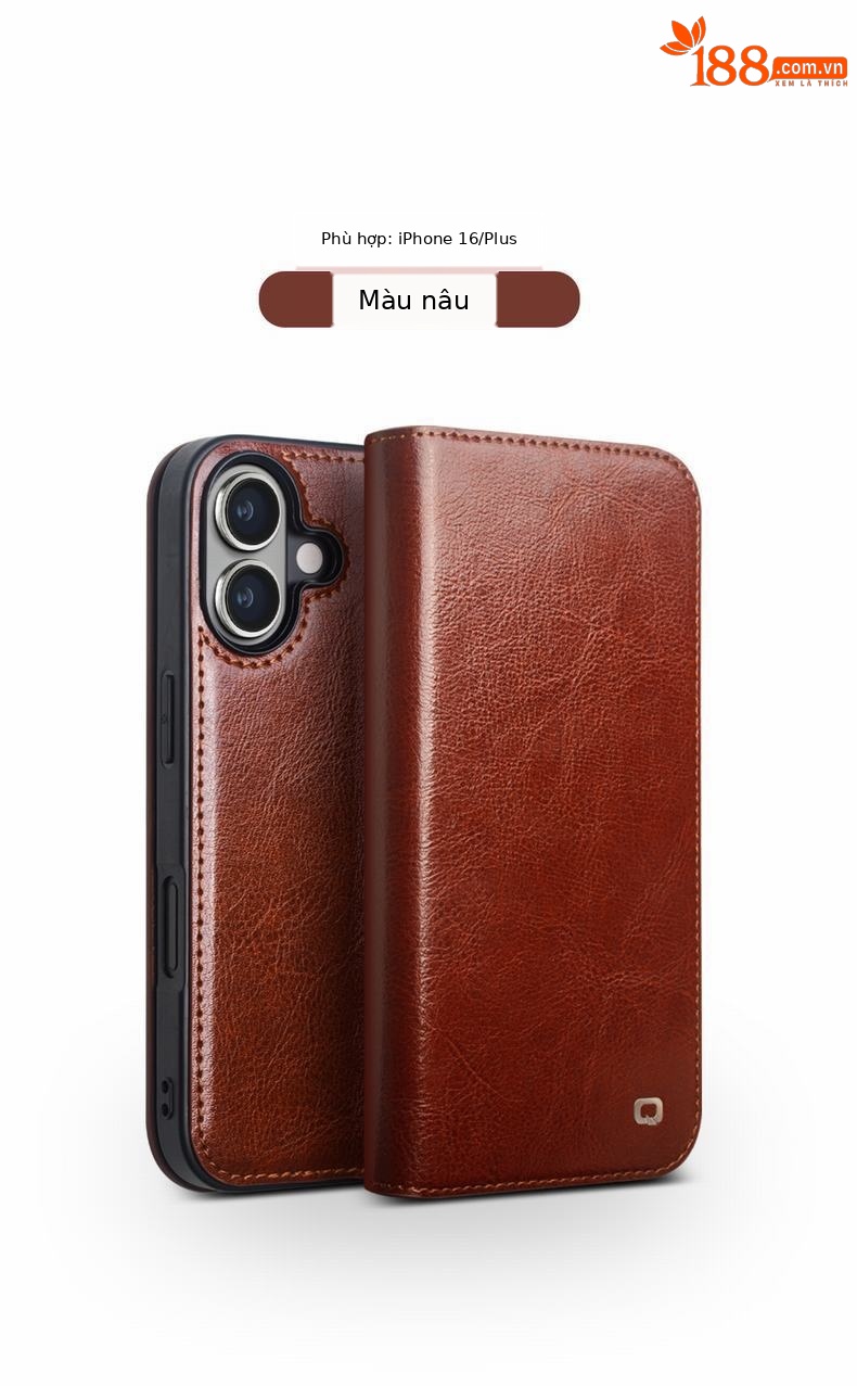 Ốp điện thoại di động iPhone 16epromax dùng cho Qiaili, giá đỡ nắp gập Apple da thật, bao toàn bộ, bao bảo vệ, thẻ — IPhone16 pro max kiểu cổ điển màu nâu, IPhone16 pro max mẫu cổ điển màu đen, IPhone16 pro màu nâu cổ điển, IPhone16 pro màu đen cổ điển chi tiết 11