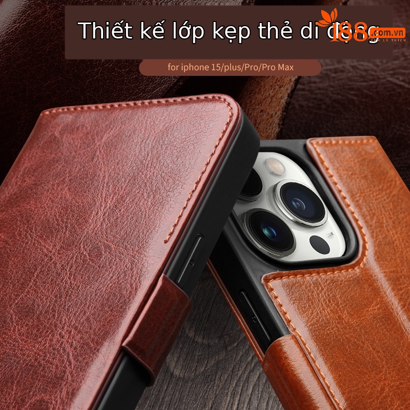 Ốp lưng da thật nắp lật từ tính cho iPhone 15 Pro Max, bảo vệ toàn bộ chống rơi — IPhone15 plus cổ điển 103 đen, IPhone15 plus cổ điển 103 màu nâu sẫm, IPhone15 plus cổ điển 103 màu nâu nhạt, IPhone15 Pro max Classic 103 Đen